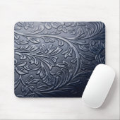 Sophisticated Dark Blue 3D Rose Petal Pattern  マウスパッド (マウス)