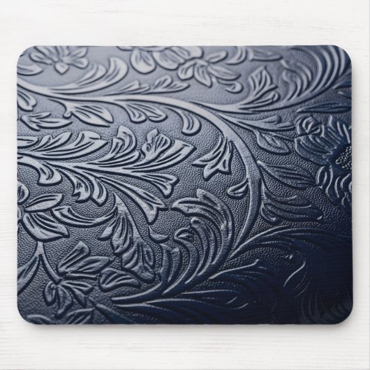 Sophisticated Dark Blue 3D Rose Petal Pattern  マウスパッド (正面)