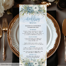Sophisticated Dusty Blue Eucalyptus Wedding Menu メニュー