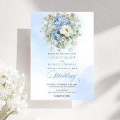 Sophisticated Dusty Blue Floral Digital Wedding 招待状