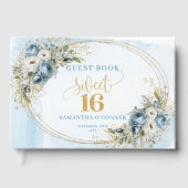 Sophisticated Dusty Blue Gold Sweet Sixteen Sign  ゲストブック (正面)