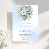 Sophisticated Dusty Blue Peony Floral Wedding 招待状
