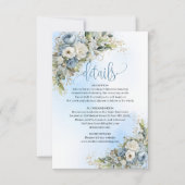 Sophisticated Dusty Blue Wedding details card 出欠カード (正面)