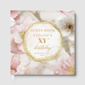 Sophisticated Dusty Pink Ivory Birthday Guest Book ゲストブック (正面)