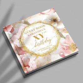 Sophisticated Dusty Pink Ivory Birthday Guest Book ゲストブック