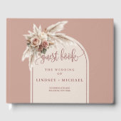 Sophisticated Dusty Pink Pampas Roses Guest Book ゲストブック (正面)