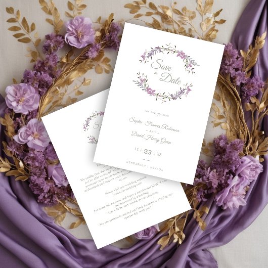 Sophisticated Elegant Lilac Floral Wedding Garland セーブザデート