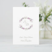Sophisticated Elegant Lilac Floral Wedding Garland 出欠カード (スタンド正面)