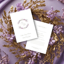 Sophisticated Elegant Lilac Floral Wedding Garland 出欠カード