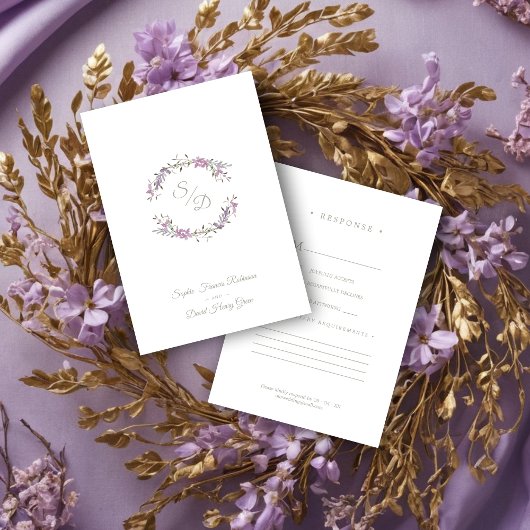 Sophisticated Elegant Lilac Floral Wedding Garland 出欠カード