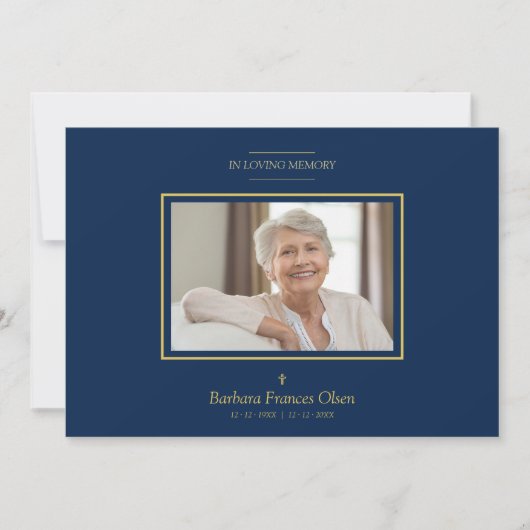 Sophisticated Elegant Minimalist Navy Blue Photo  招待状 (正面)