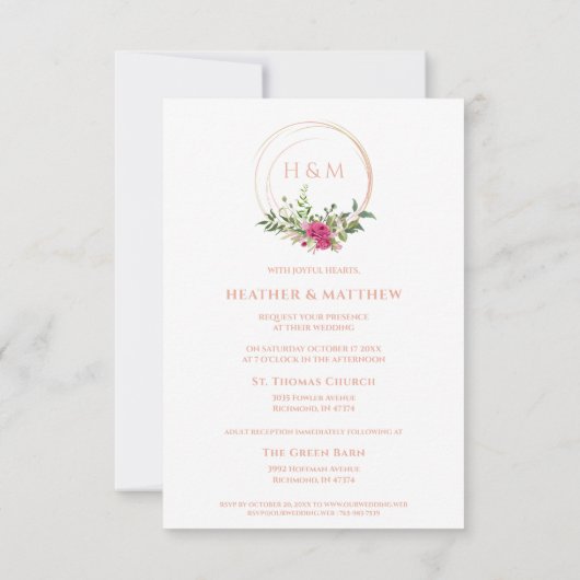 Sophisticated Elegant Pink Floral Wedding Garland (裏面)