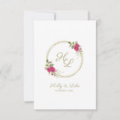 Sophisticated Elegant Pink Floral Wedding Wreath 招待状 (裏面)