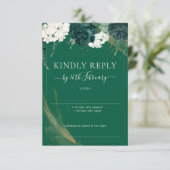 Sophisticated Emerald Roses Wedding 出欠カード (スタンド正面)