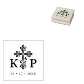 Sophisticated Faith Cross Wedding Initials ラバースタンプ (押印)