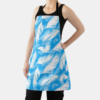 Sophisticated Feather Design On A Bright Blue  エプロン