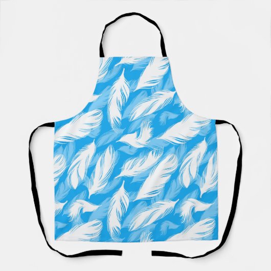 Sophisticated Feather Design On A Bright Blue  エプロン (正面)