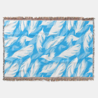 Sophisticated Feather Design On A Bright Blue  スローブランケット