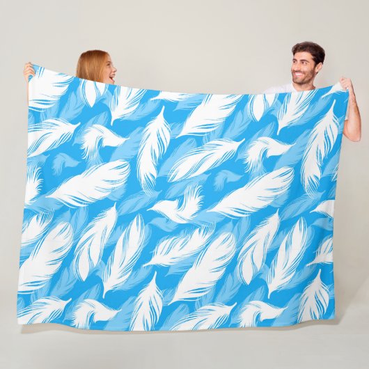 Sophisticated Feather Design On A Bright Blue  フリースブランケット (インサイチュ)