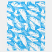 Sophisticated Feather Design On A Bright Blue  フリースブランケット (正面)