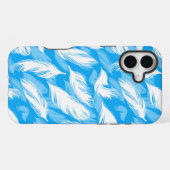 Sophisticated Feather Design On A Bright Blue  iPhoneケース (裏面横)