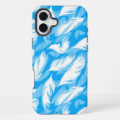 Sophisticated Feather Design On A Bright Blue  iPhoneケース (裏面)