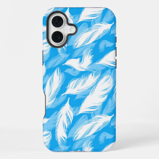 Sophisticated Feather Design On A Bright Blue  iPhone 16 Plusケース