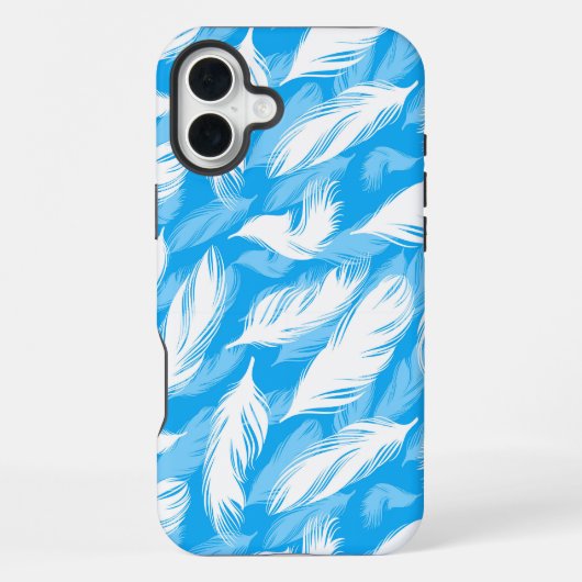 Sophisticated Feather Design On A Bright Blue  iPhoneケース (裏面)