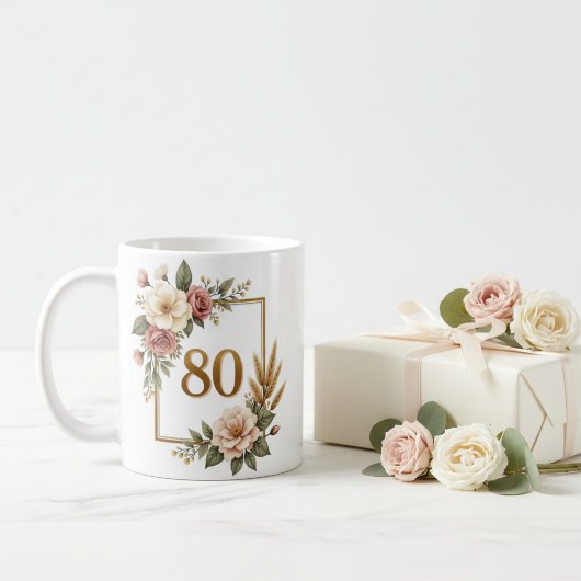 Sophisticated Floral 80th Birthday Gift Custom コーヒーマグカップ