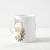 Sophisticated Floral 80th Birthday Gift Custom コーヒーマグカップ (正面左)