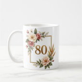 Sophisticated Floral 80th Birthday Gift Custom コーヒーマグカップ (左)