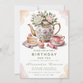 Sophisticated Floral Afternoon Tea 招待状 (正面)