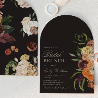 Sophisticated Floral Arch Bridal Brunch Invitation 招待状