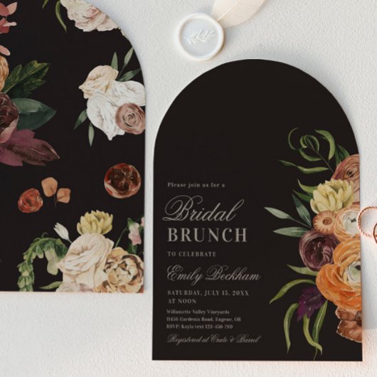 Sophisticated Floral Arch Bridal Brunch Invitation 招待状