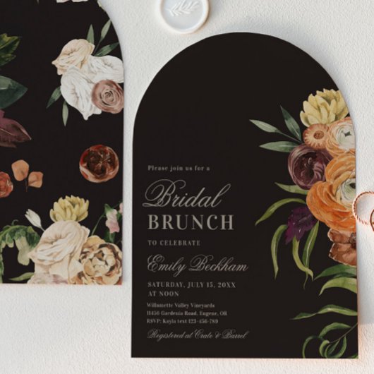 Sophisticated Floral Arch Bridal Brunch Invitation 招待状