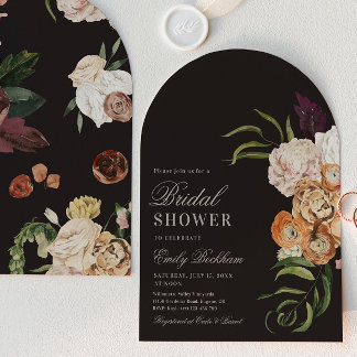 Sophisticated Floral Arch Bridal Shower Invitation 招待状