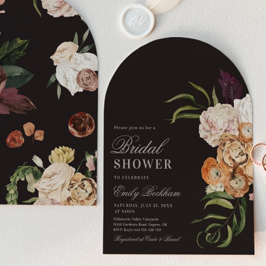 Sophisticated Floral Arch Bridal Shower Invitation 招待状