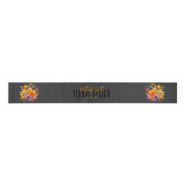 Sophisticated Floral Design Black Orange Flowers  グログランリボン