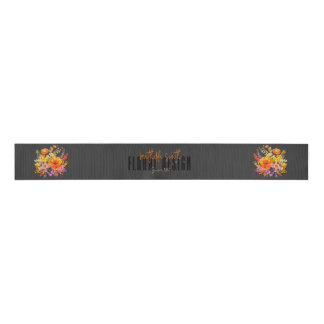 Sophisticated Floral Design Black Orange Flowers  グログランリボン