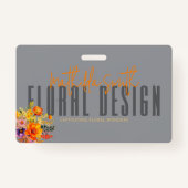 Sophisticated Floral Design Gray Orange Flowers  バッジ (正面)