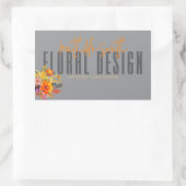 Sophisticated Floral Design Gray Orange Flowers  長方形シール (バッグ)