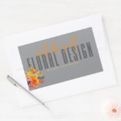 Sophisticated Floral Design Gray Orange Flowers  長方形シール (封筒)
