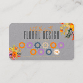 Sophisticated Floral Design Gray Orange Loyalty 名刺