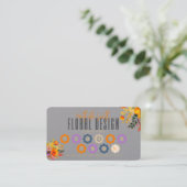Sophisticated Floral Design Gray Orange Loyalty 名刺 (スタンド正面)
