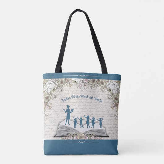  Sophisticated Floral Script Teacher Appreciation トートバッグ (裏面)