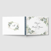 Sophisticated Floral Soft Blue Foliage Wedding Cel ゲストブック (全面)
