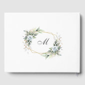 Sophisticated Floral Soft Blue Foliage Wedding Cel ゲストブック (裏面)