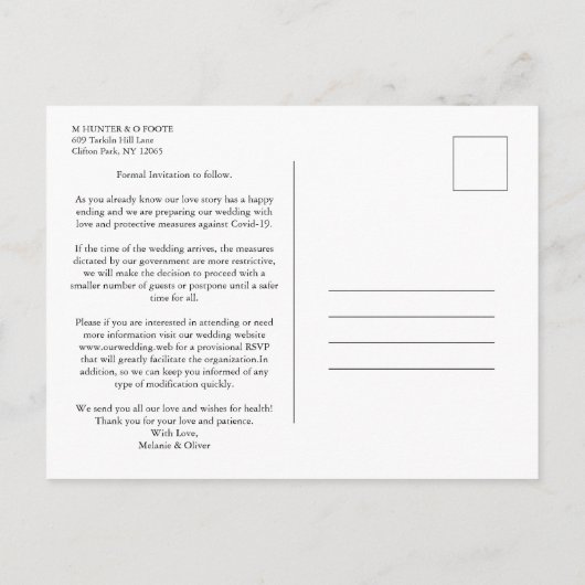 Sophisticated Flourish Wedding Initials Ornamental 案内ポストカード (裏面)