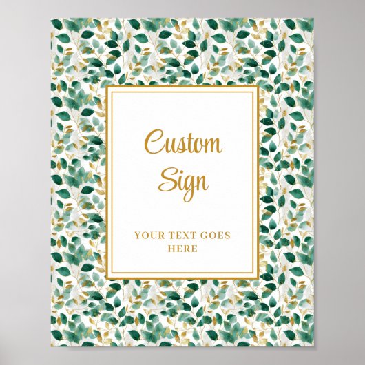 Sophisticated Forest Green Gold Foliage Wedding  ポスター (正面)