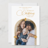 Sophisticated Gold Arch Photo Merriest Christmas シーズンカード (正面)